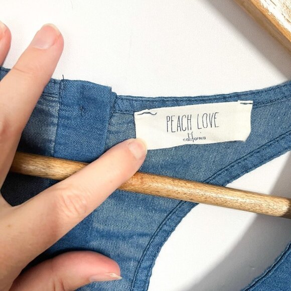 Peach Love Women's Dress Chambray Embroidered Size M Knee Length - Picture 5 of 6